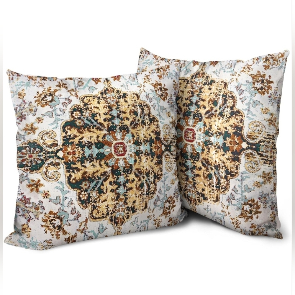 Boho 22x22 Moroccan Style Pillow Covers Set of 2 – Throw Cushion Cases